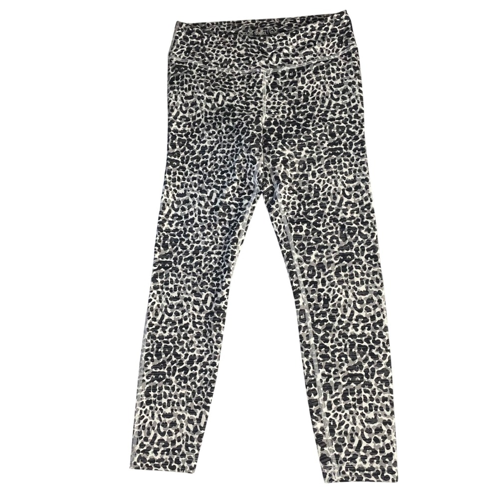 Outdoor Voices Women's Leggings M Black White Leopard Animal Print High Rise